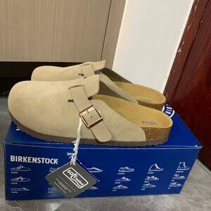 🧁Birkenstock Boston Classic Suede Soft Leather Taupe